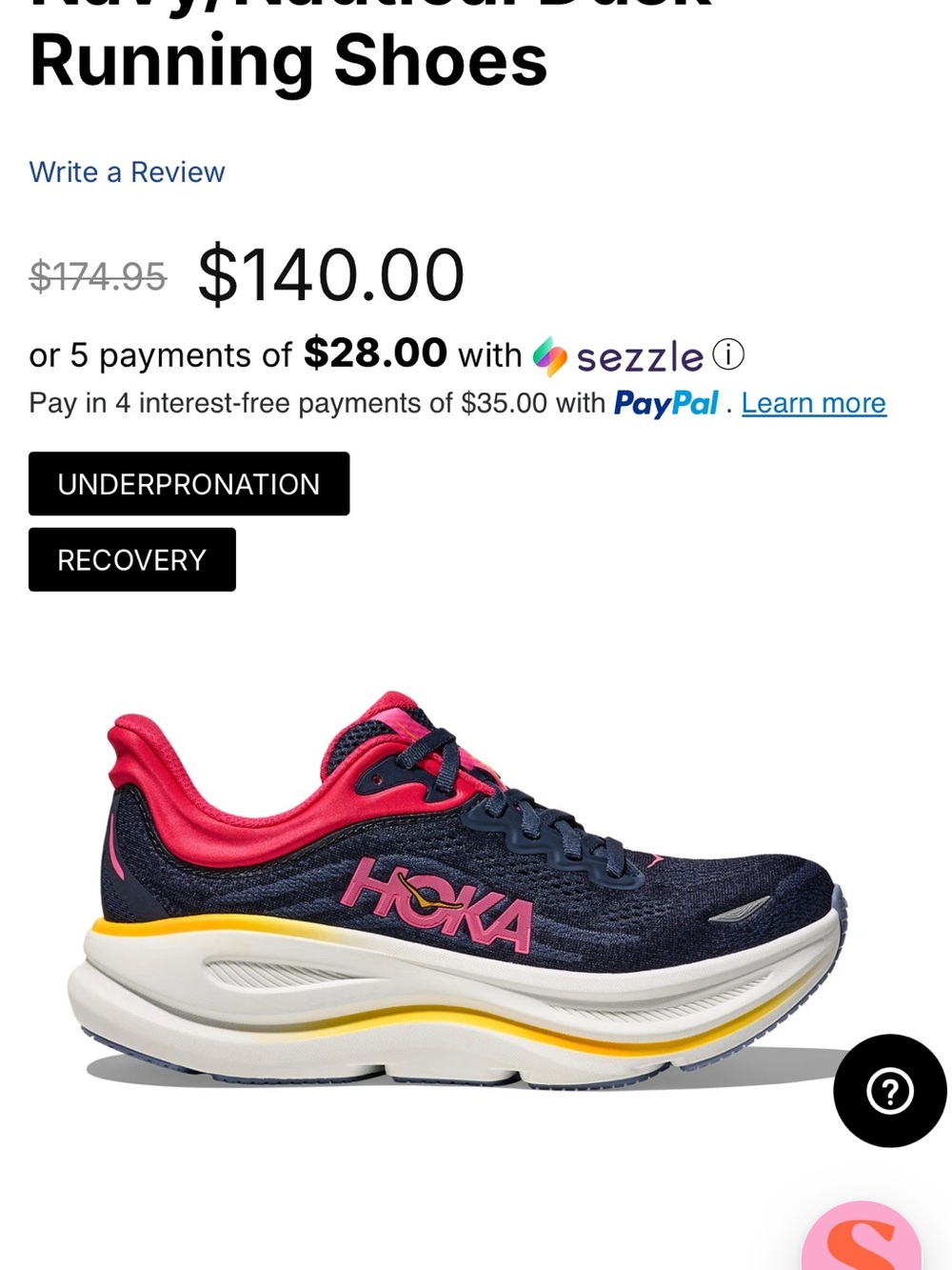 HOKA Bondi 9 Women’s- Varsity Navy/Nautical Dusk sz9.5